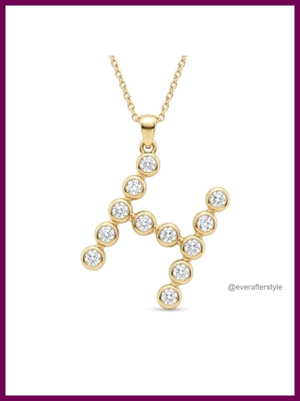 14K Gold Plated Sterling Silver Moissanite Initial Necklace
